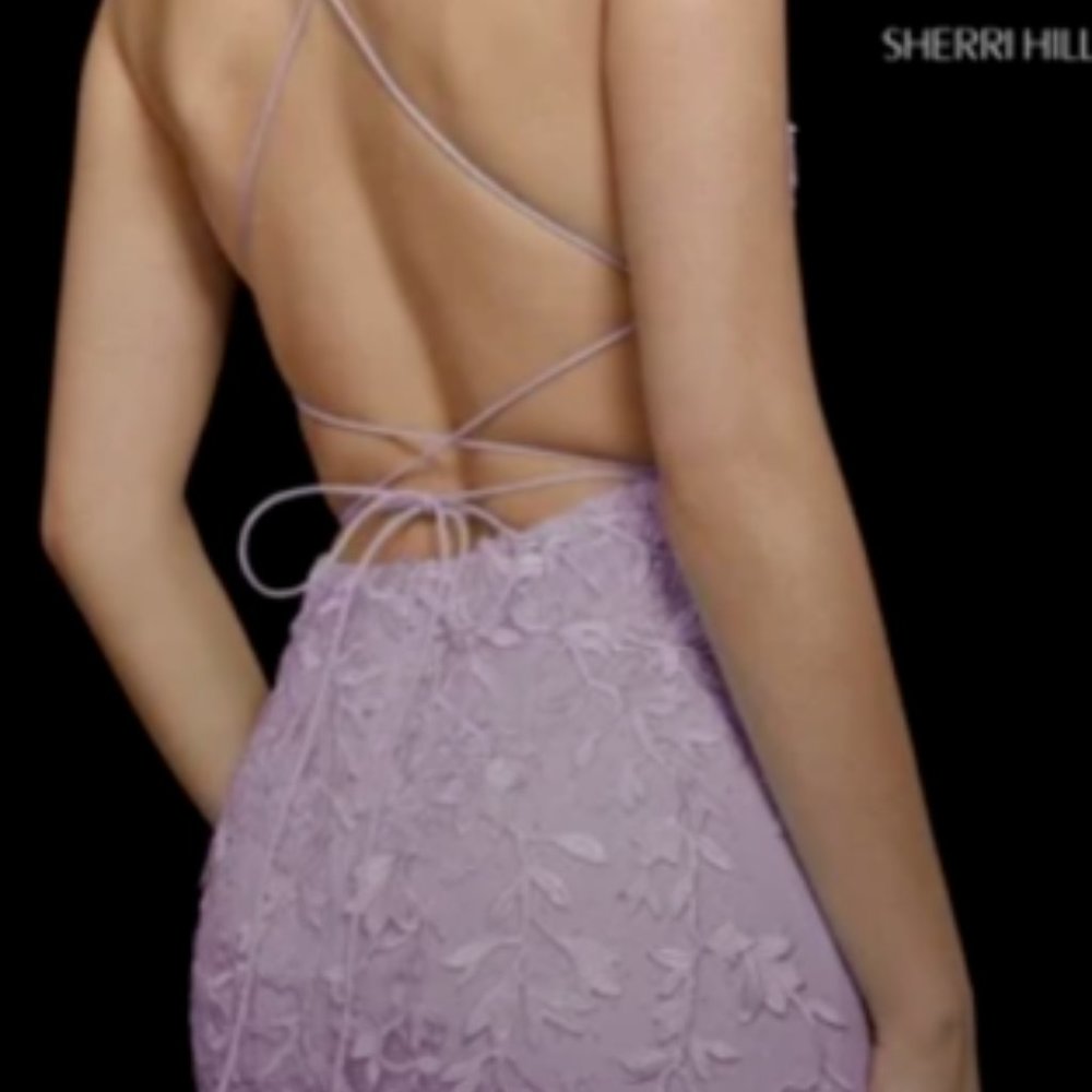 Sherri Hill Lace Mini Dress Lilac Sz 00 Worn Once New $398
